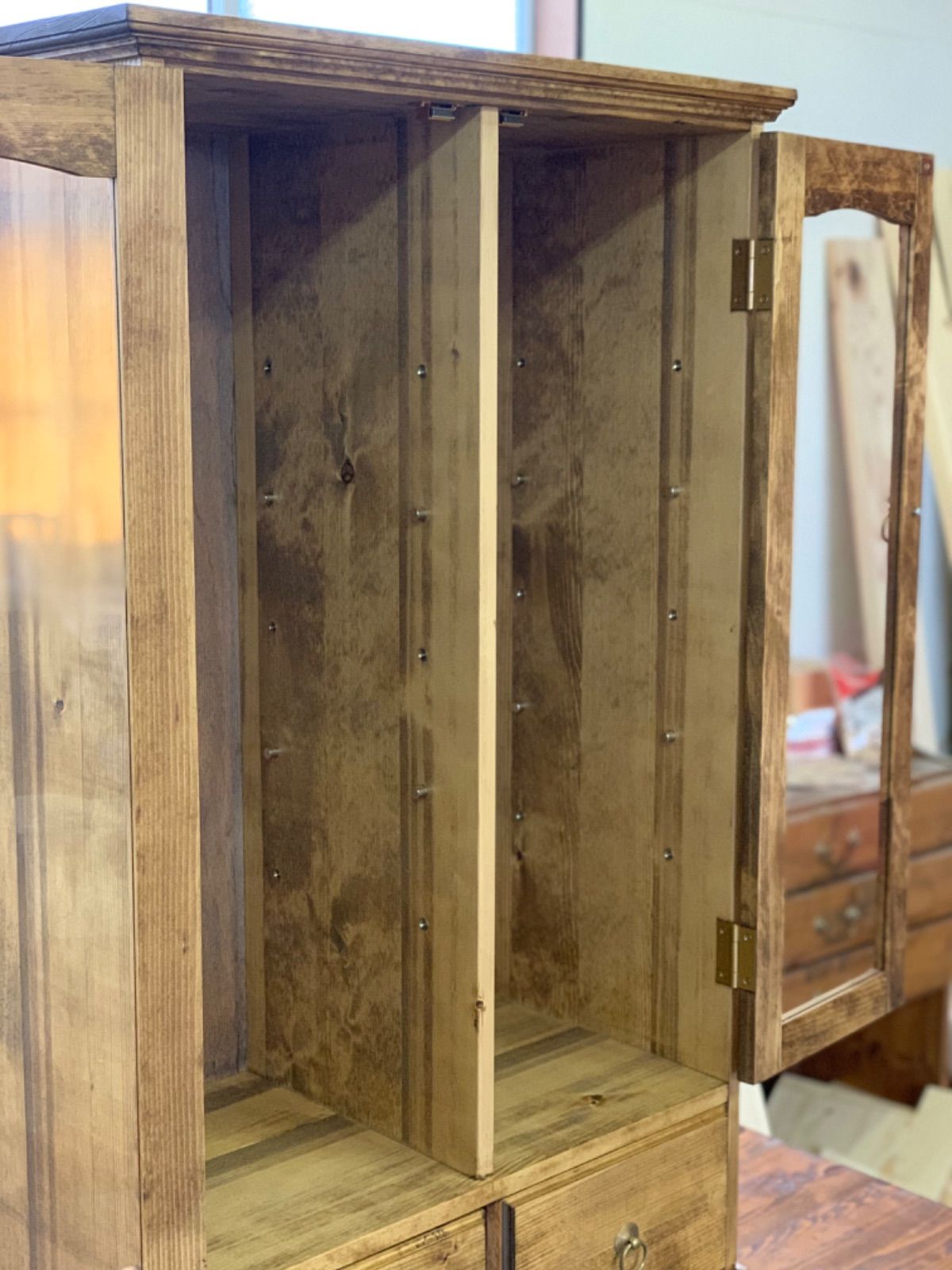 アンティーク 調】ガラスキャビネット2D・食器棚 キッチンキャビネット