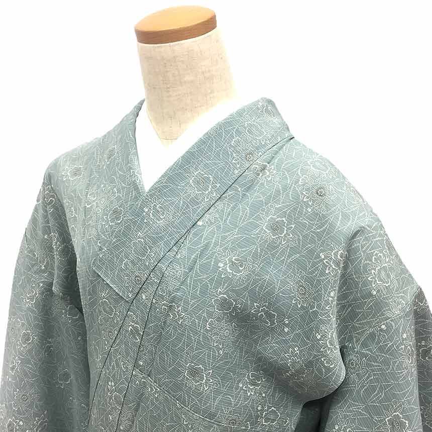 すごい値！夏物 絽 小紋 反物 着物 正絹 ピンクベージュ地 花古典 菊 