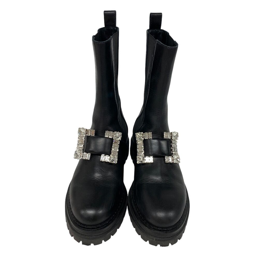 セルジオロッシ Sergio Rossi 23.5 ブーツ ビジュー バックル BIKER