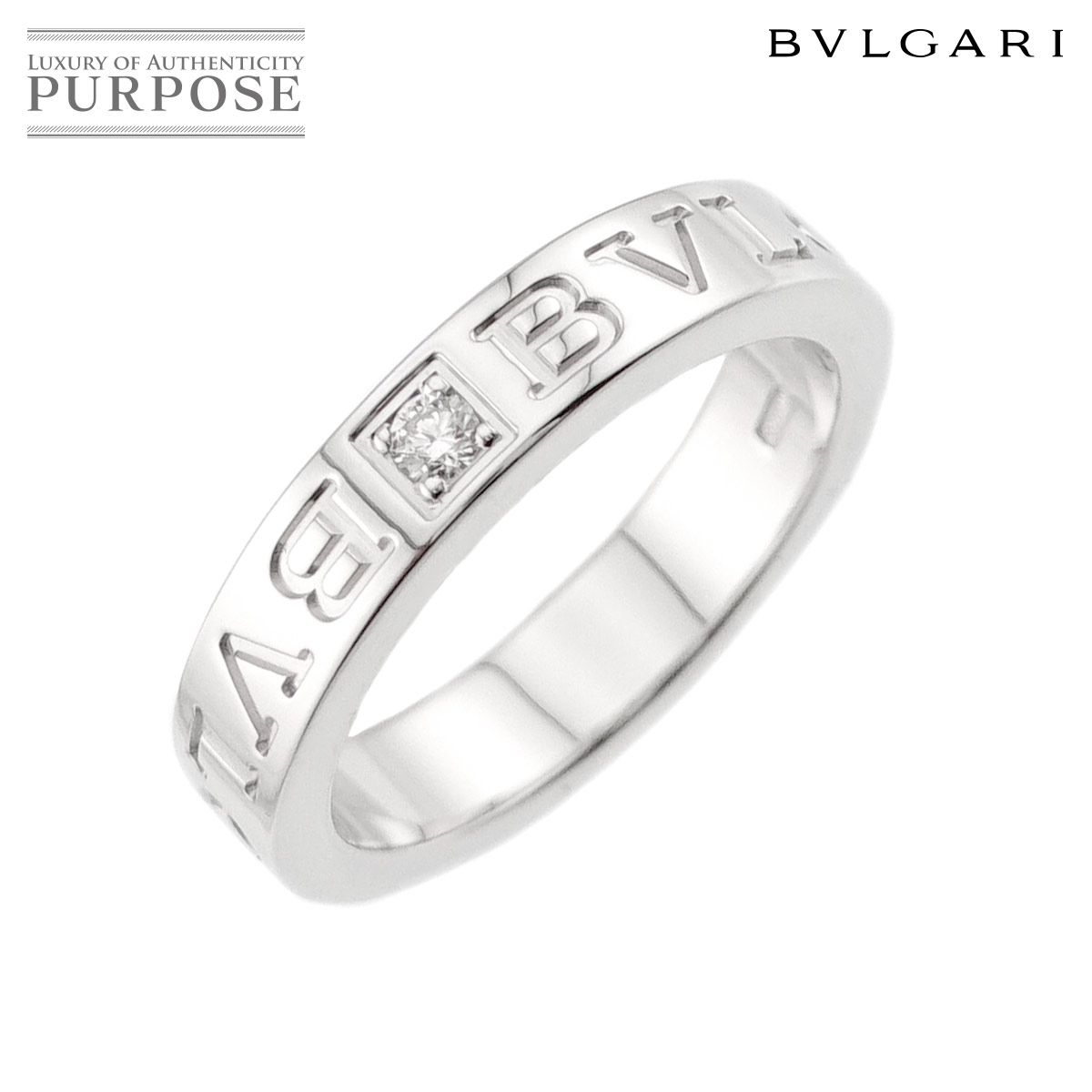 ブルガリ BVLGARI ダブル ロゴ 10.5号 リング ダイヤ 1P K18 WG