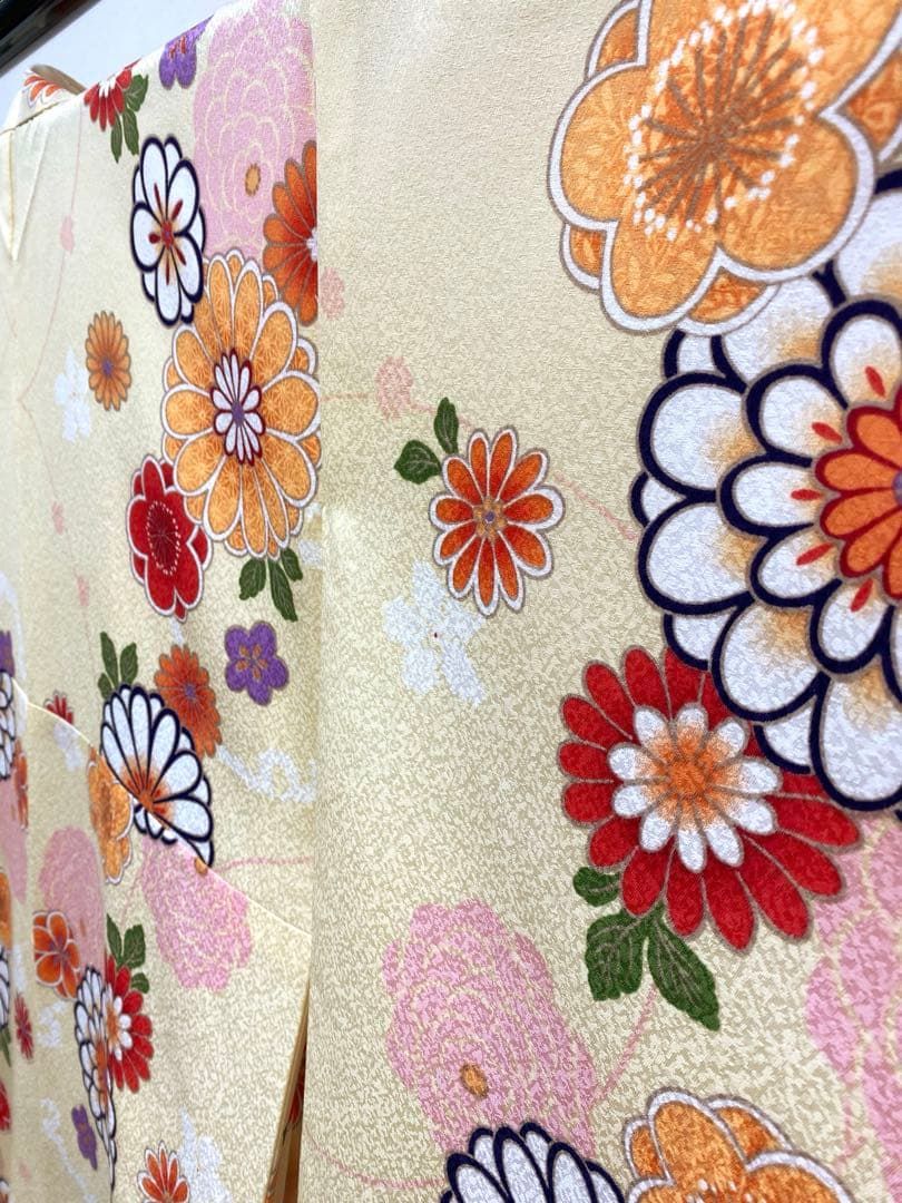 2尺袖 ポリエステル着物 紋意匠 花 袴向き