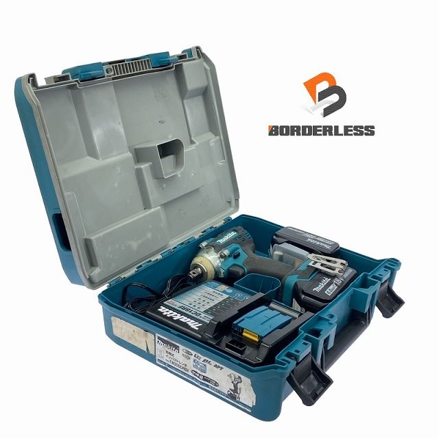 品 makita マキタ 18V 充電式インパクトレンチ TW300DRGX 青 ブルー バッテリー2個 18V 6.0Ah 充電器＋ケース