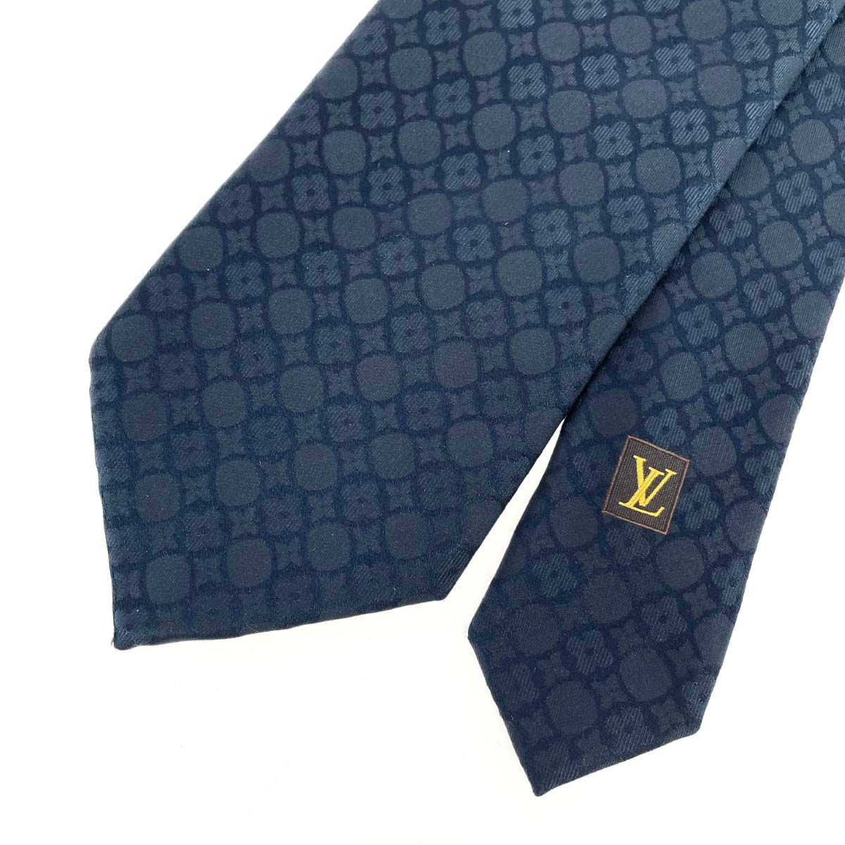 LOUIS VUITTON ネイビー モノグラム ネクタイ LOUIS VUITTON 【新品】ルイヴィトン ネクタイ・モノグラム