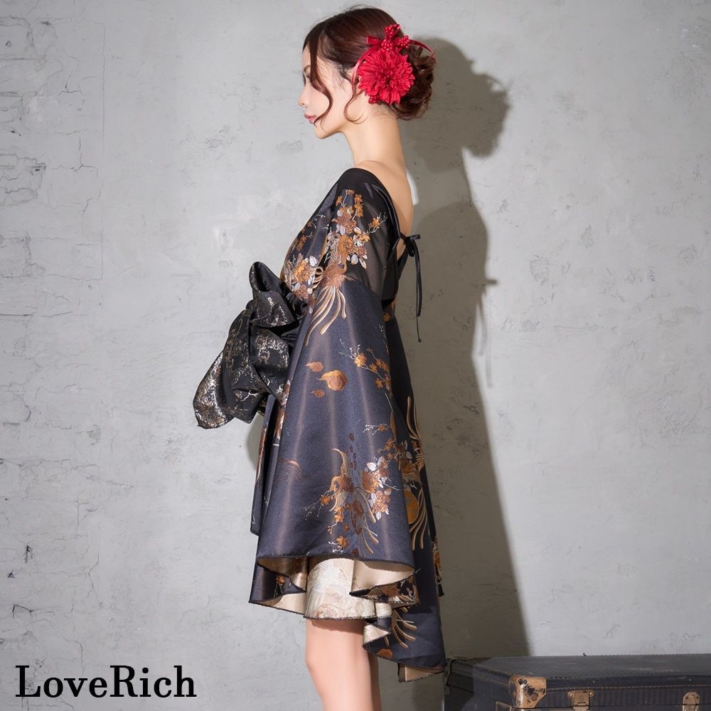 LoveRich レースフリル和装ドレス 2点セット LoveRich ラブリッチ 【2点セット/2カラー】和柄 花柄 レーススカート