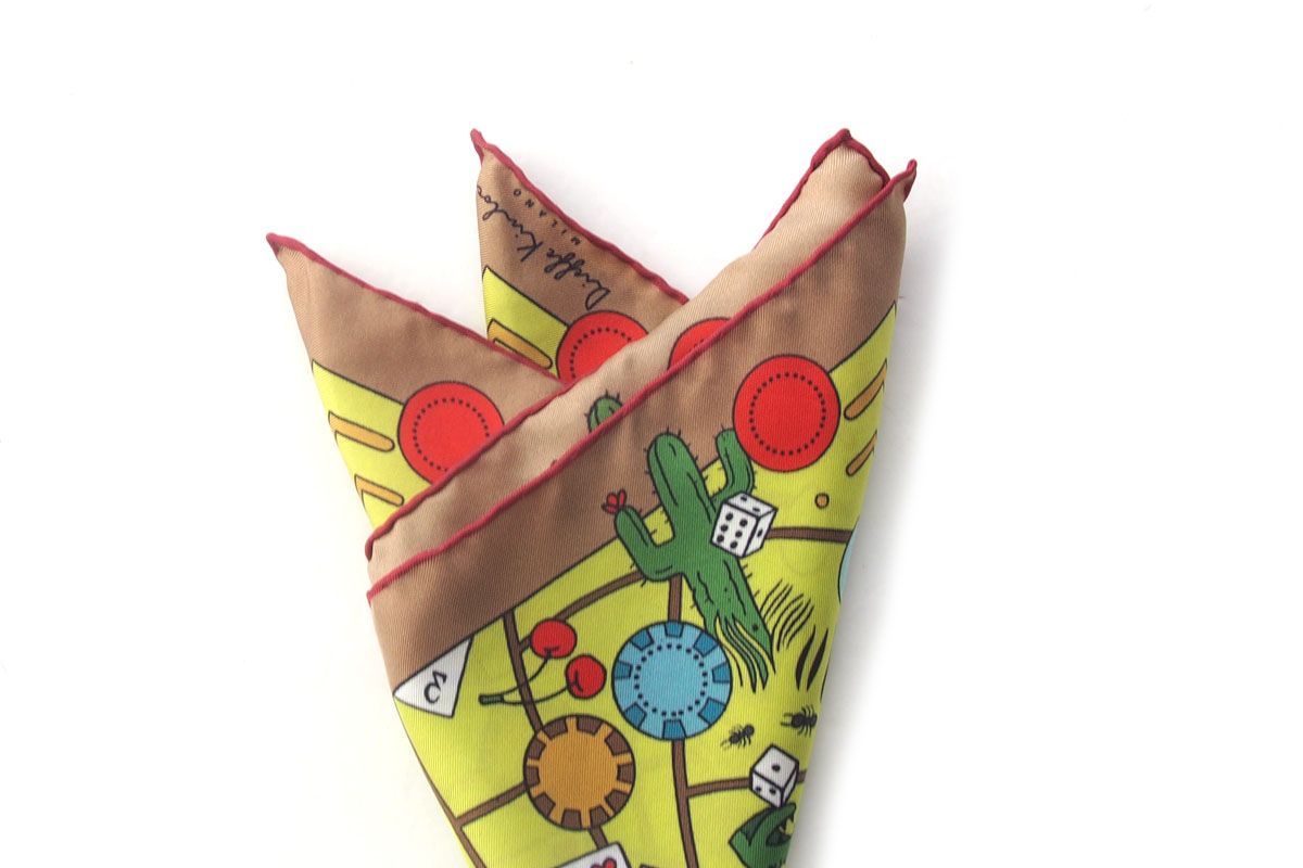 ｜ ｜キンロック｜Dieffe Kinloch｜カジノモチーフプリントシルクスクエアスカーフ