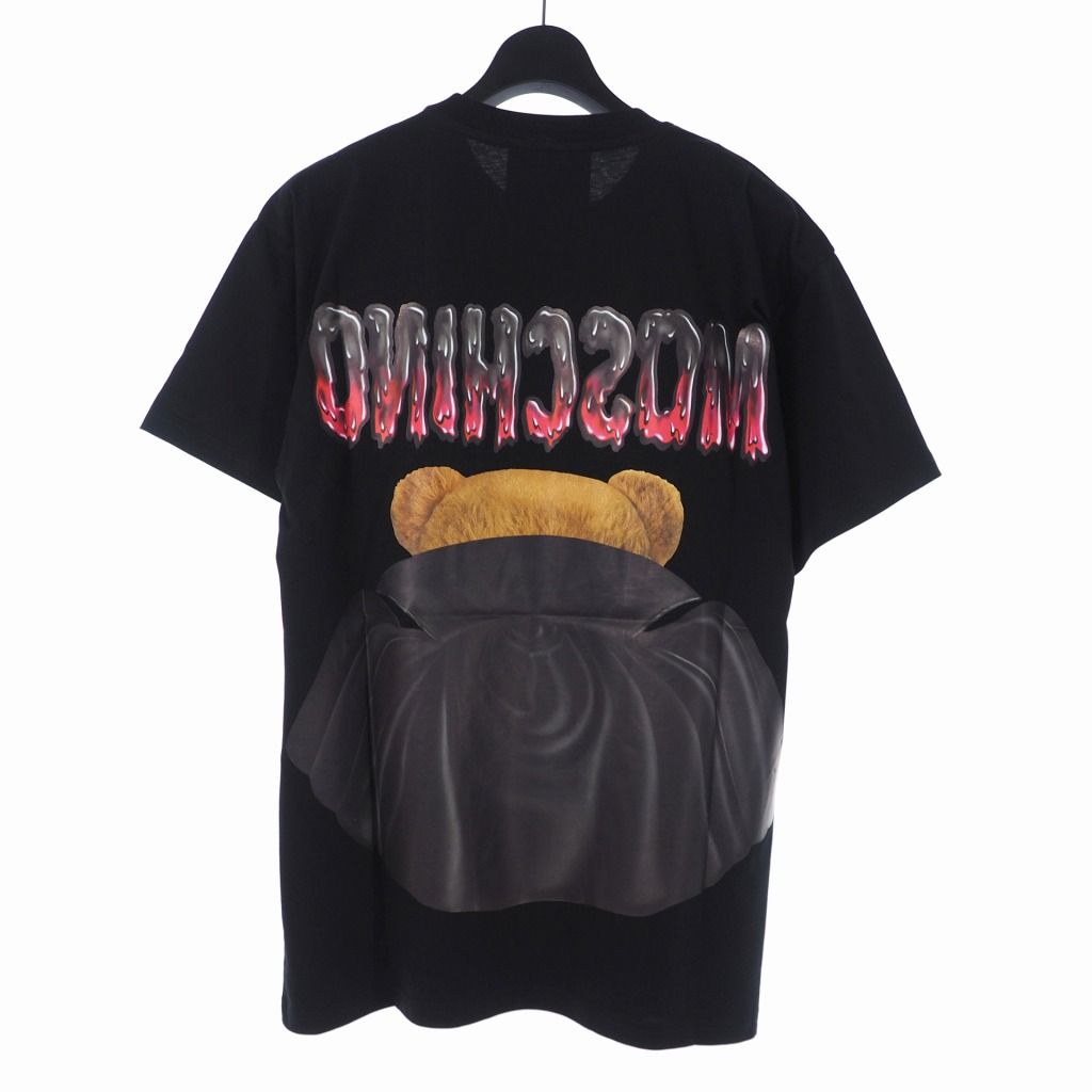 モスキーノ MOSCHINO 20SS バッド テディベア プリント Tシャツ カットソー 半袖 S ブラック 黒 A0711