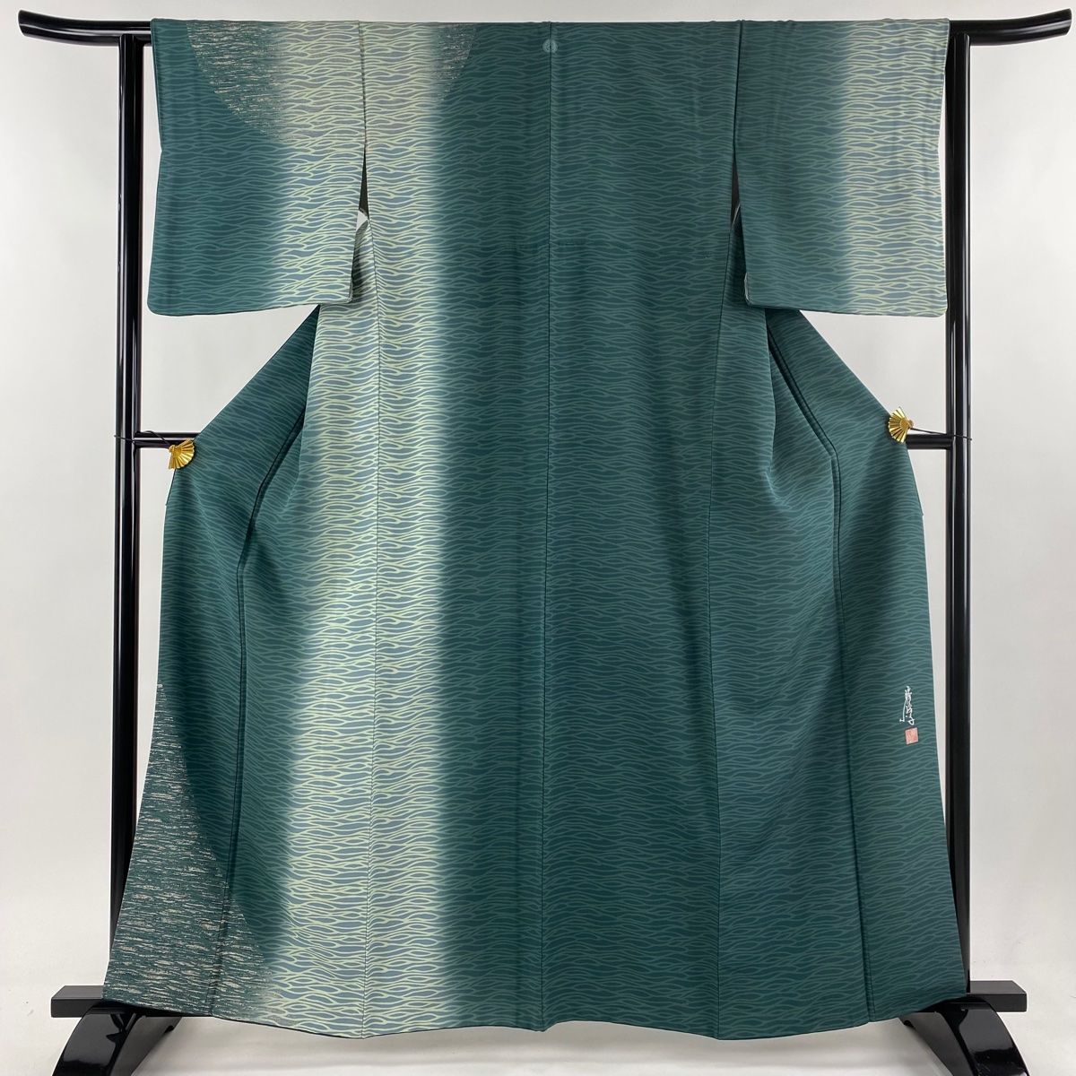 付下げ 身丈161cm 裄丈63cm S 袷 小篠綾子 落款 幾何学模様 金彩  