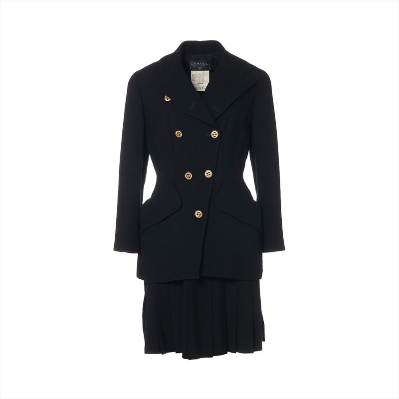 CHANEL シャネル セットアップ 1991 ココマークボタン セットアップ スカート ウール 40