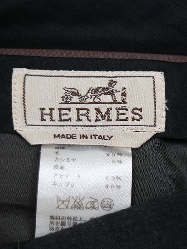 HERMES エルメス 15AW カシミヤ混 ウールバイカラースラックスパンツ