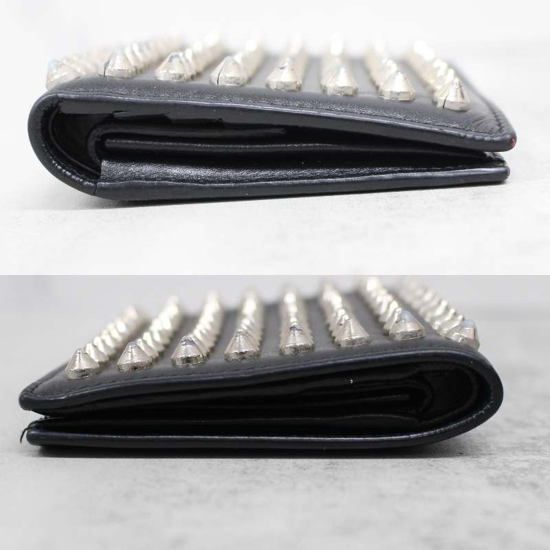 S078)Christian Louboutin 二つ折り財布 スタッズ ブラック 黒