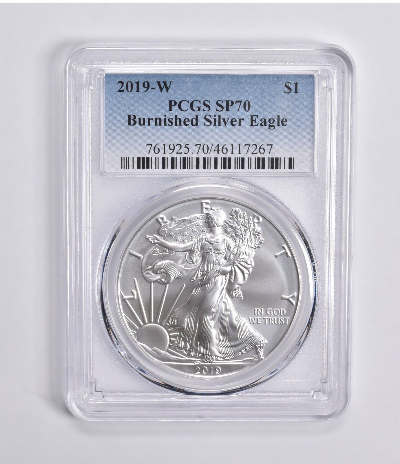 SP70 2019-W バーニッシュドシルバーイーグル PCGS ブ