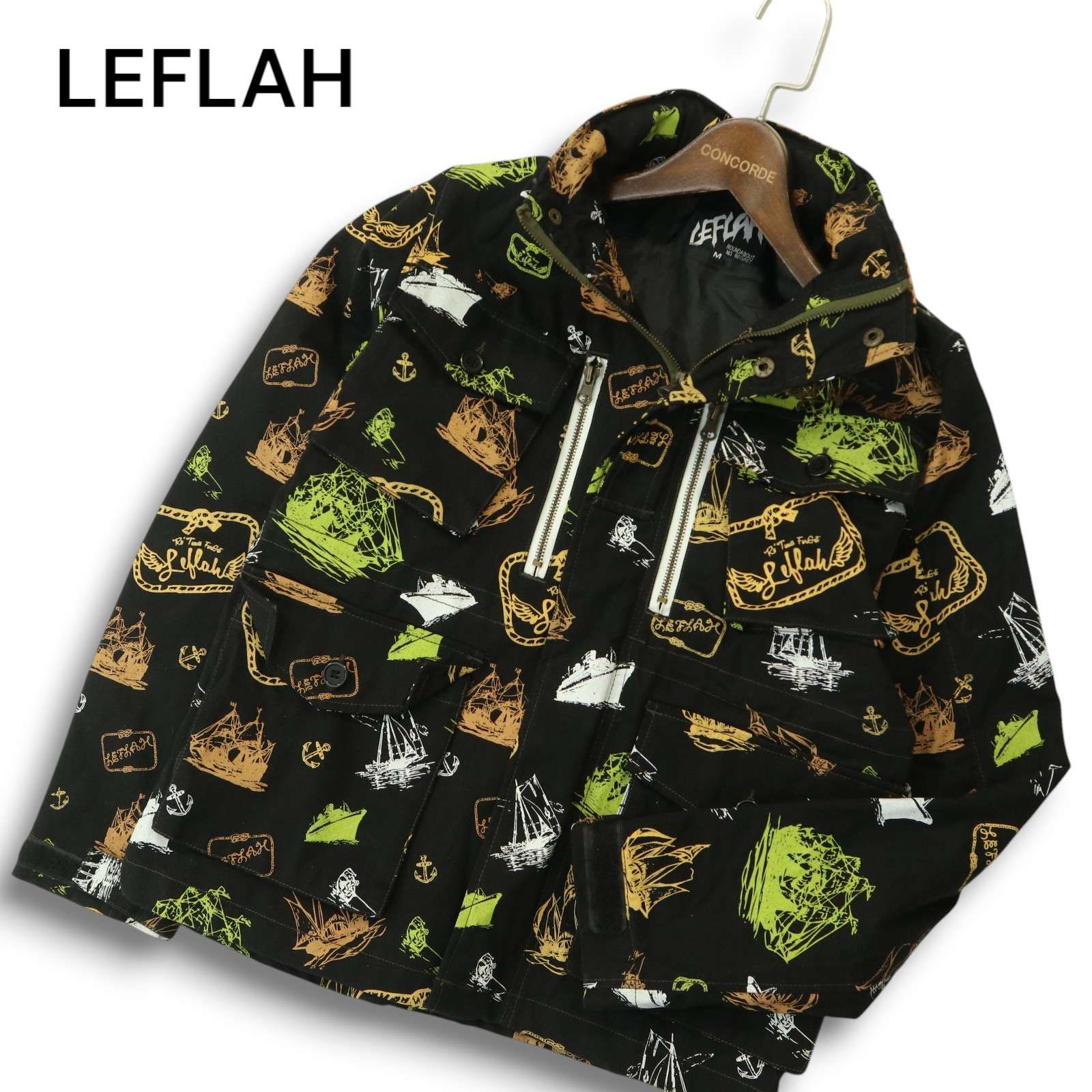 LEFLAH レフラー 総柄プリント 海賊風 船 フード収納☆ M-65風 