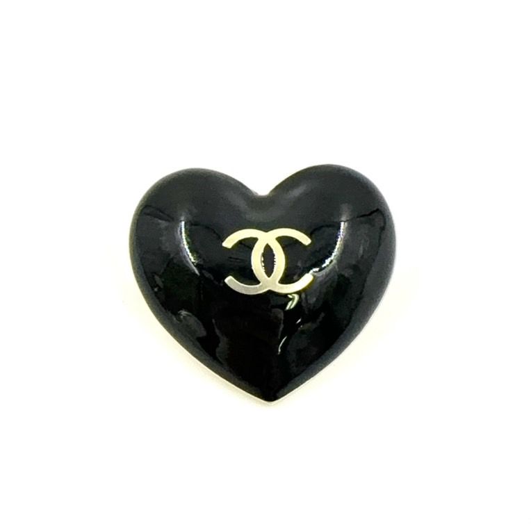 CHANEL ハートチャーム リボン付属 GP ゴールド×ブラック アクセサリー その他
