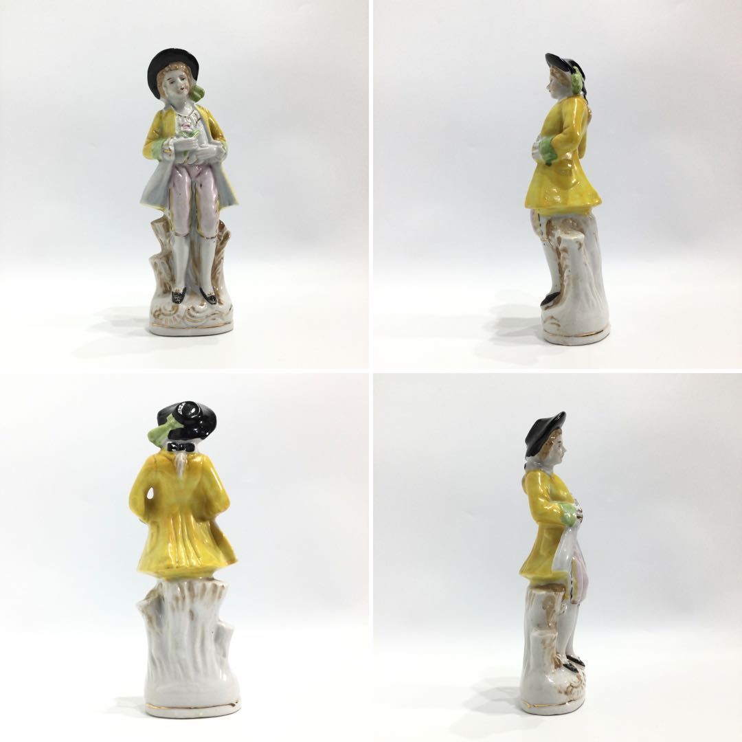 オキュパイドジャパン 花をもった男性 置物 人形 フィギュリン 陶器