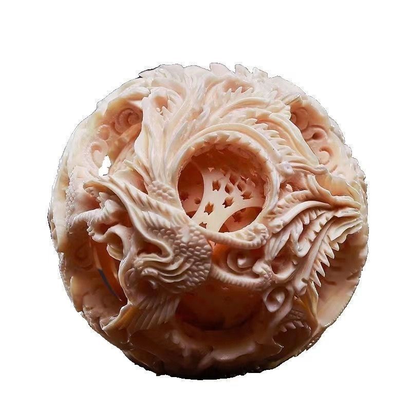 人気品人気推薦鬼工球 天然マンモス牙 彫刻置物 精巧彫刻 球体