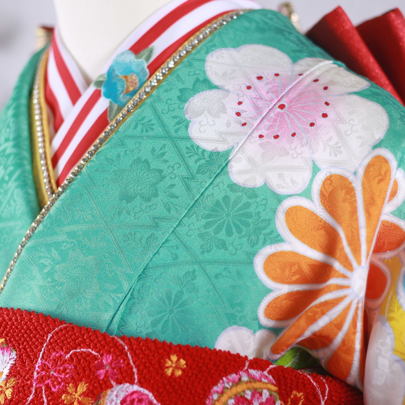 振袖フルセット 振袖セット 振袖 M～Lサイズ 中古 水色×レトロポップ 美品