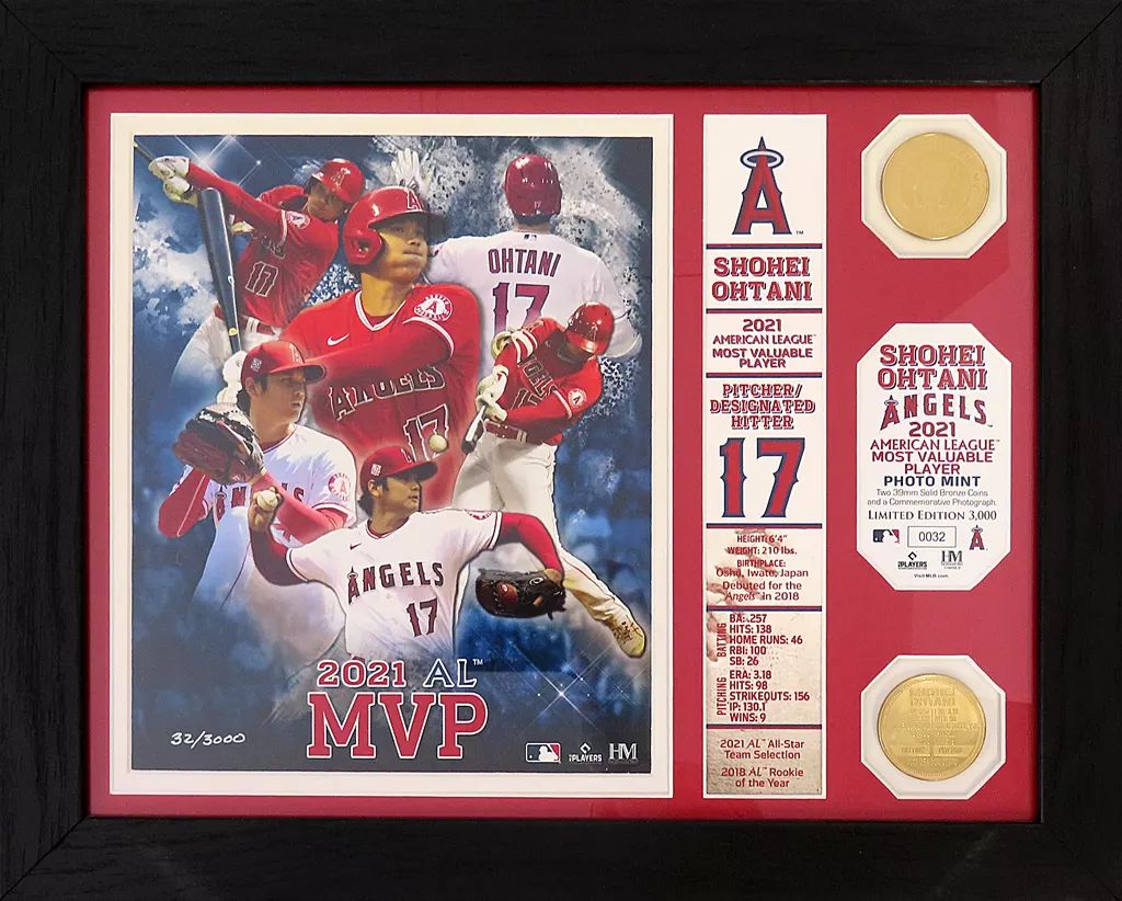 フォトフレーム アルバム 大谷翔平 17 ロサンゼルス エンゼルス 2021年 AL MVP獲得記念 2コイン フォトミント