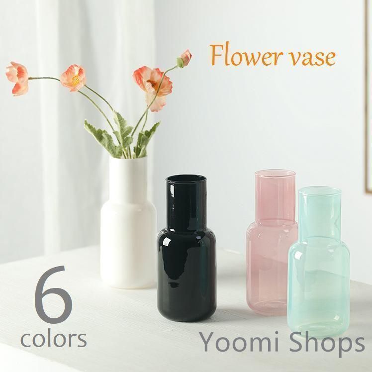 【新品】花瓶 フラワーベース 花びん花器ガラス製 変形筒形 北欧風 インテリア雑貨 室内装飾 シンプル おしゃれ 単色 クリア ホワイト ブラック ピンクgut80