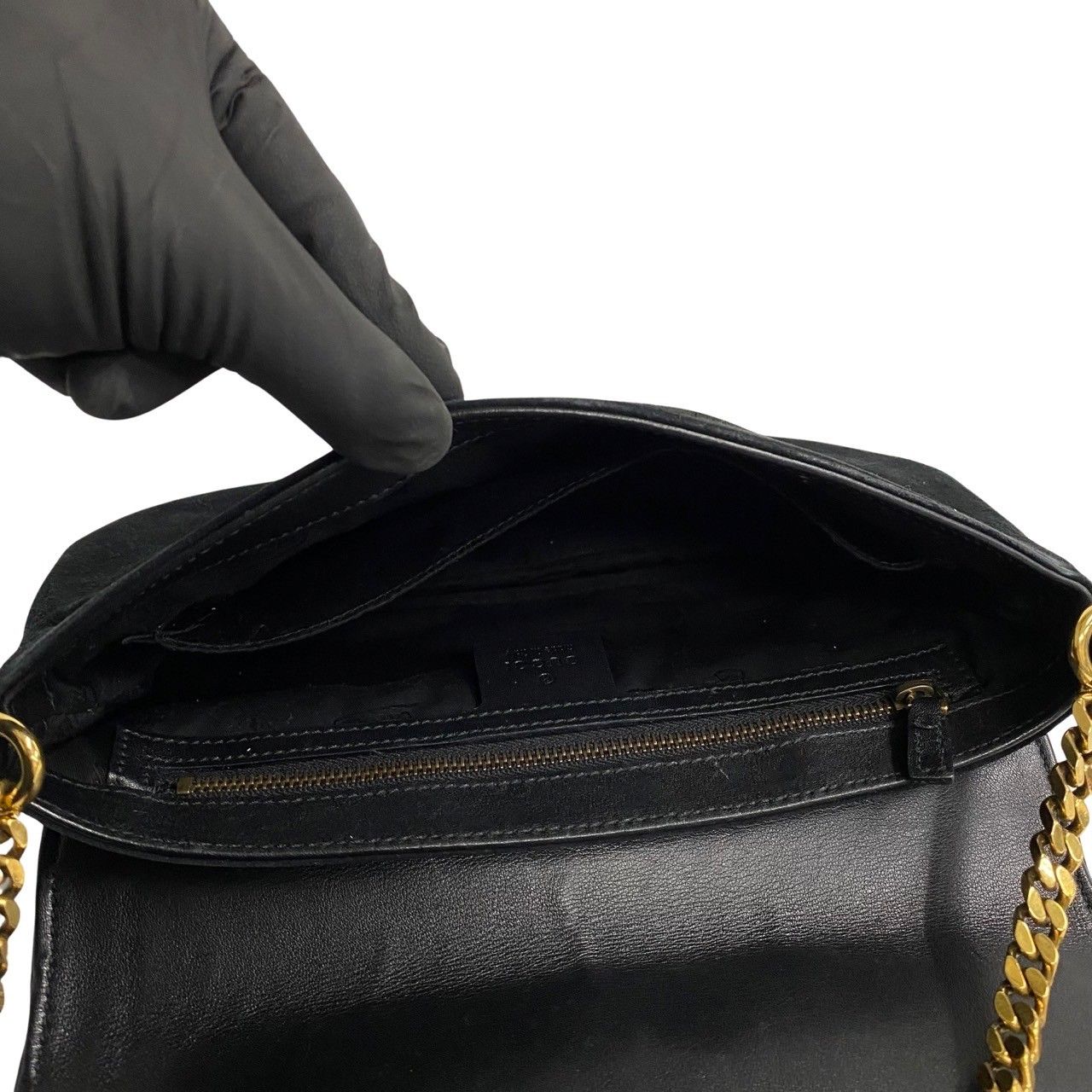 極 美品 GUCCI グッチ GG ロゴ 金具 パテント レザー スエード 本革 