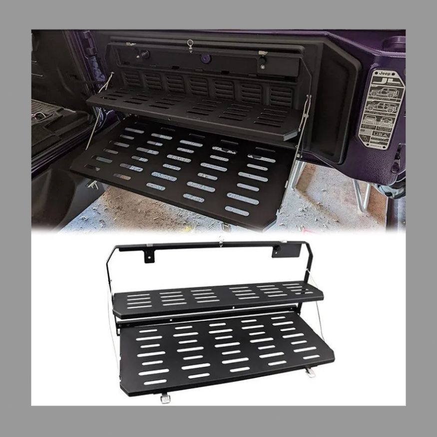 牧馬人JL車尾門改装置物棚2階テーブルラック収納テーブル折りたたみ 尾門テーブル FFCRYSTALESIA_COM