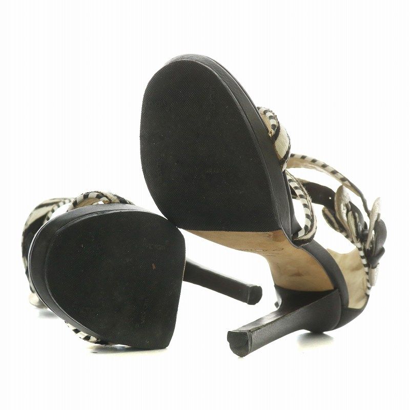 JIMMY CHOO オープントゥ　サンダル ジミーチュウ JIMMY CHOO サンダル ハラコ レザー オープントゥ