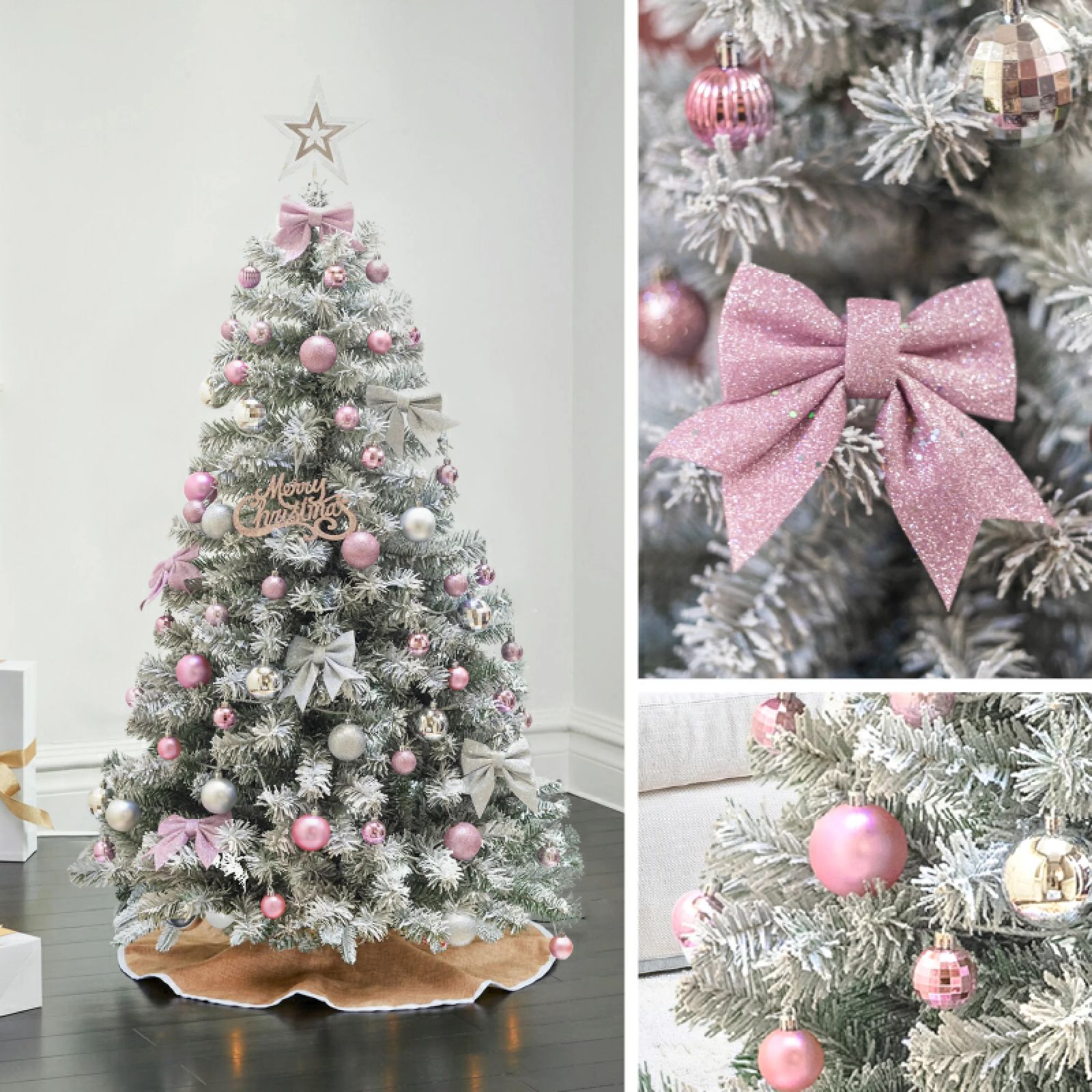 クリスマスツリーオーナメント付き セット豪華ピンク - メルカリ
