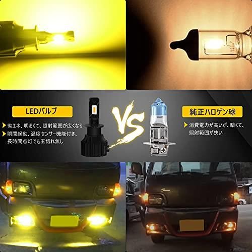 H3 LED フォグランプ 車検対応 LED 3000 ケルビン 色 イエロー www