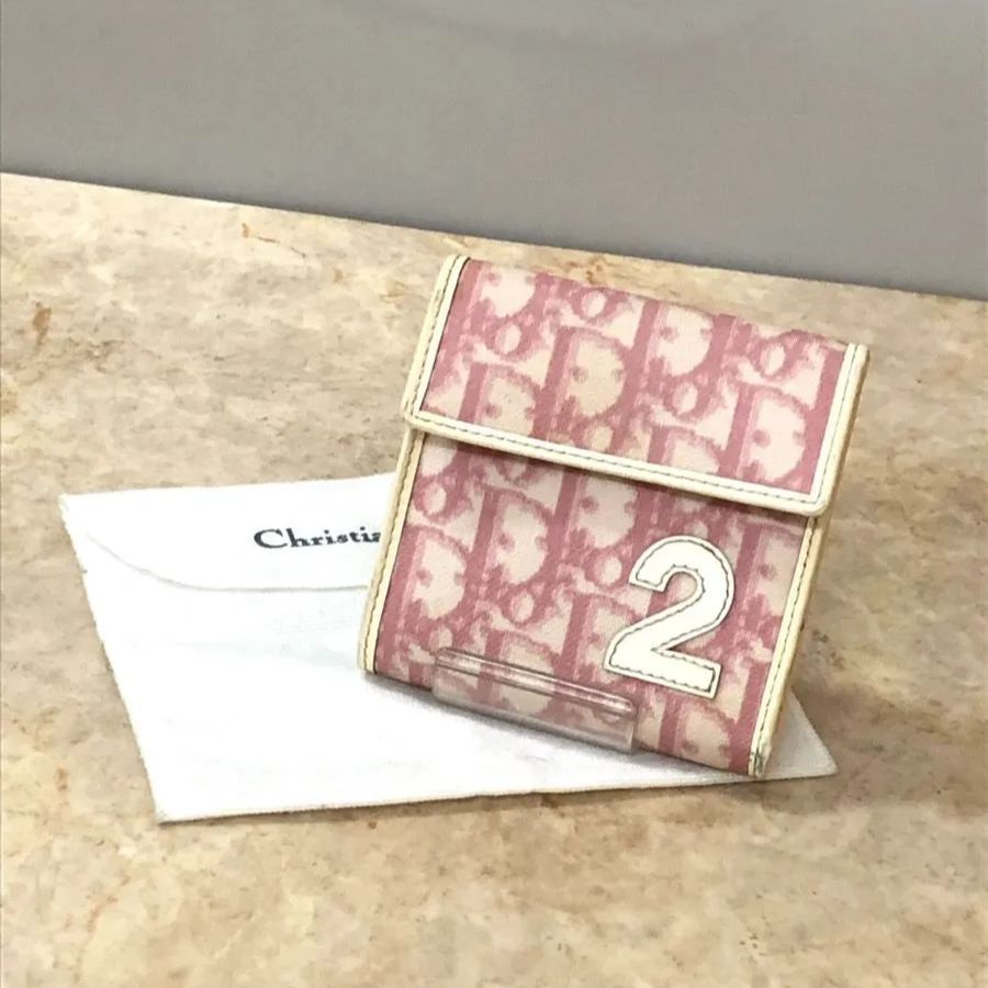 クリスチャンディオール　財布　トロッター　ピンク Christian Dior クリスチャン ディオール トロッター 折り財布