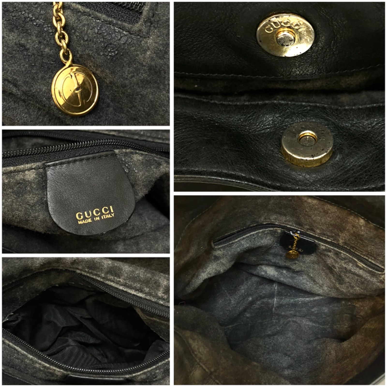 GUCCI＊グッチ オールドグッチ 2ウェイ レザー バンブー 内側ダメージ