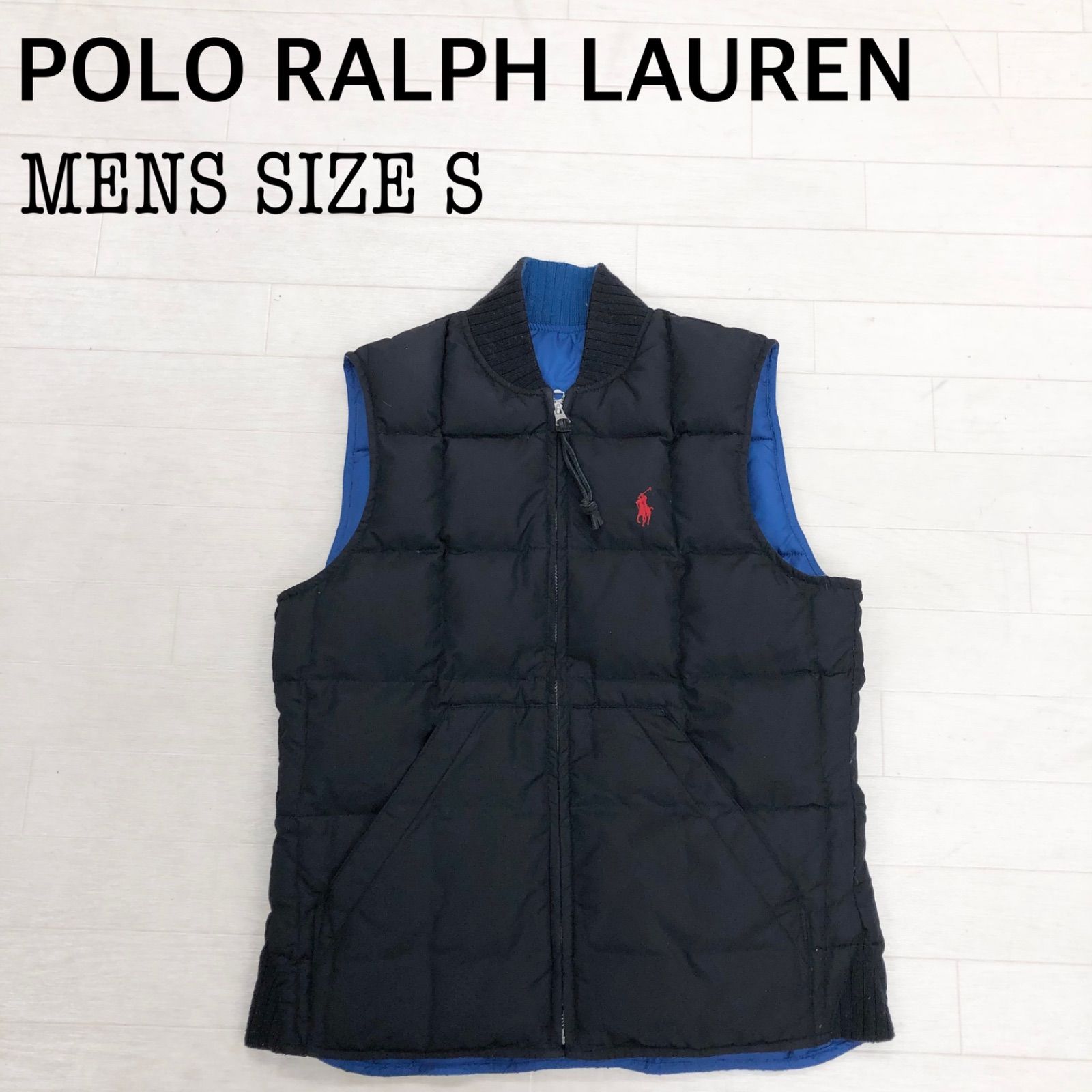 ポロラルフローレン リバーシブルダウンジャケット ブルー レッド L 160