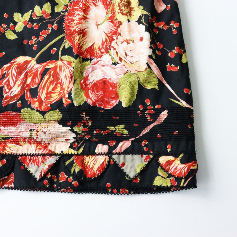 美品 カネコイサオ KANEKO ISAO 裾パッチワーク フラワーブーケ  