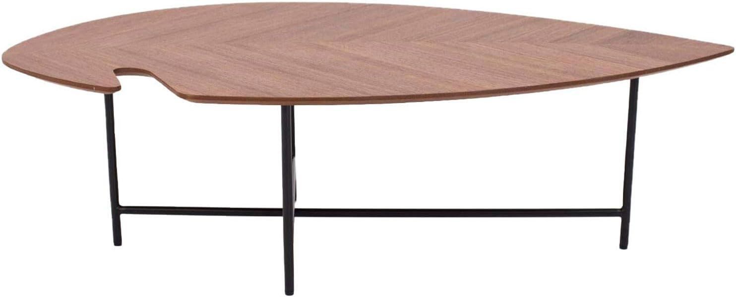 サイドテーブル コーヒーテーブル リーフ型 テーブル ローテーブル 座卓 木製 ウォールナット材 完成品 北欧木の葉型 寸法 120.0cm X 60.0cm X 35.0cm