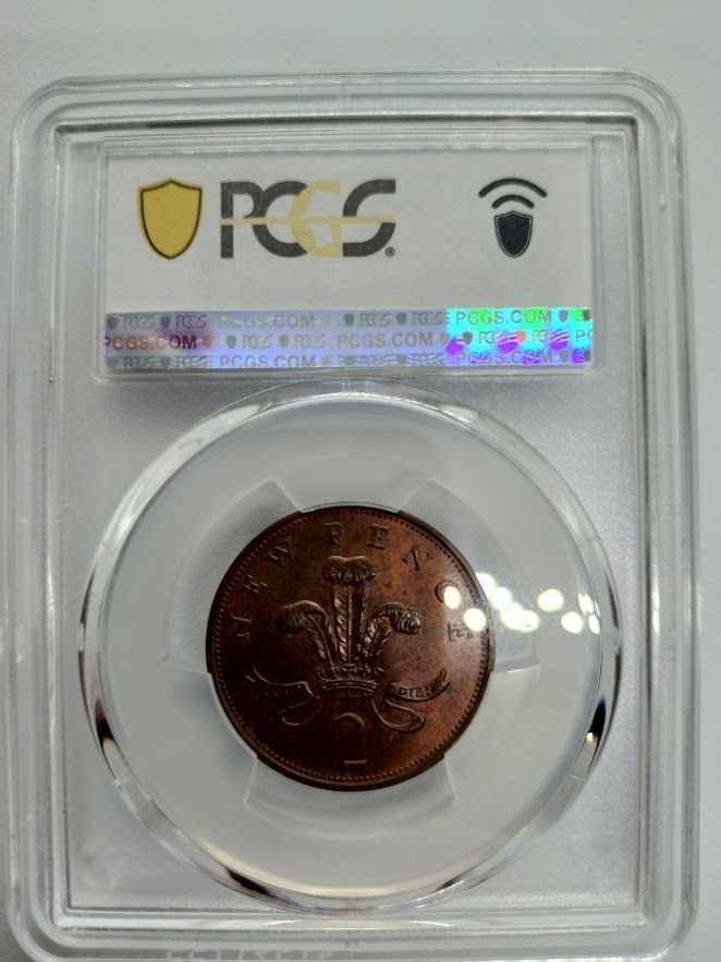 PCGS MS63RB 1971 イギリス 2P銅貨 未使用