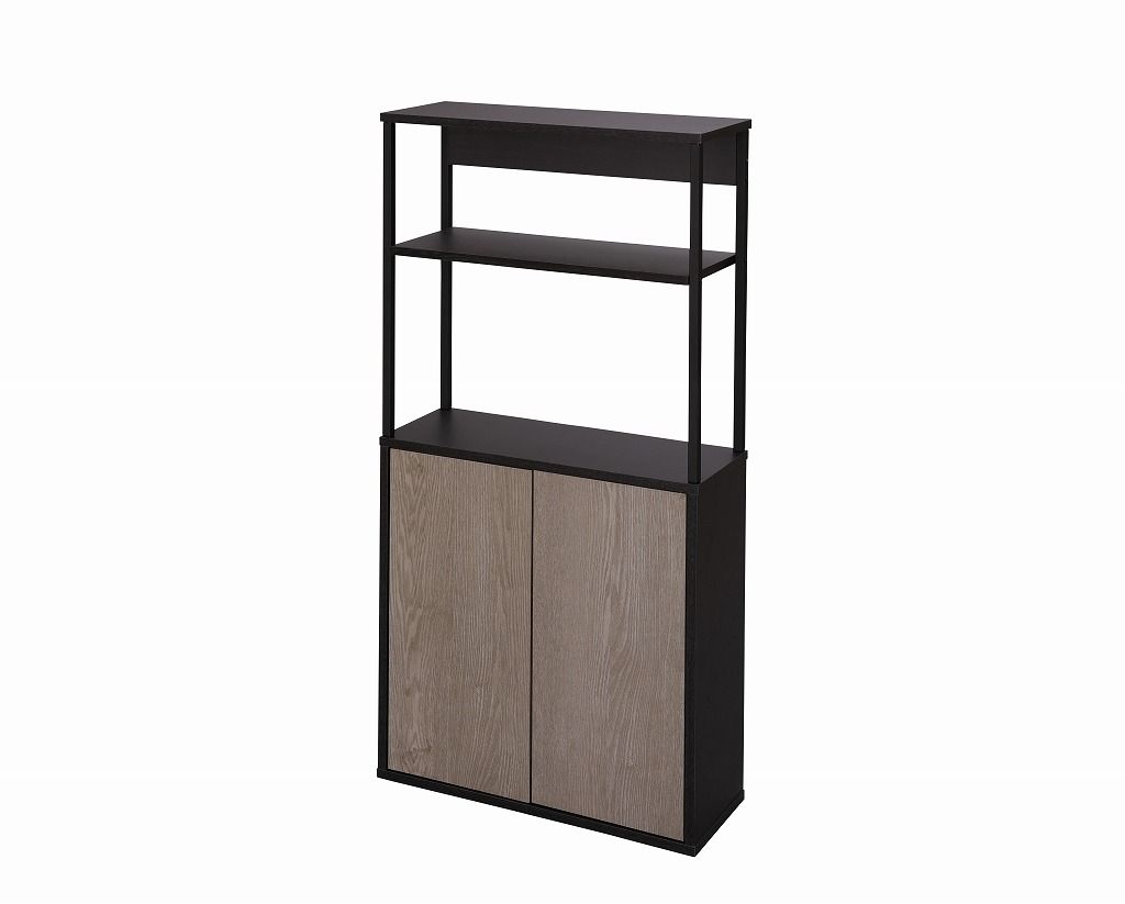 アイリスオーヤマ アイアンウッドキッチンキャビネット 幅約59×奥行約21.6×高さ約120.4cm 棚 シェルフ 食器棚 ブラック|アッシュグレー IWKC-590 IRIS OHYAMA