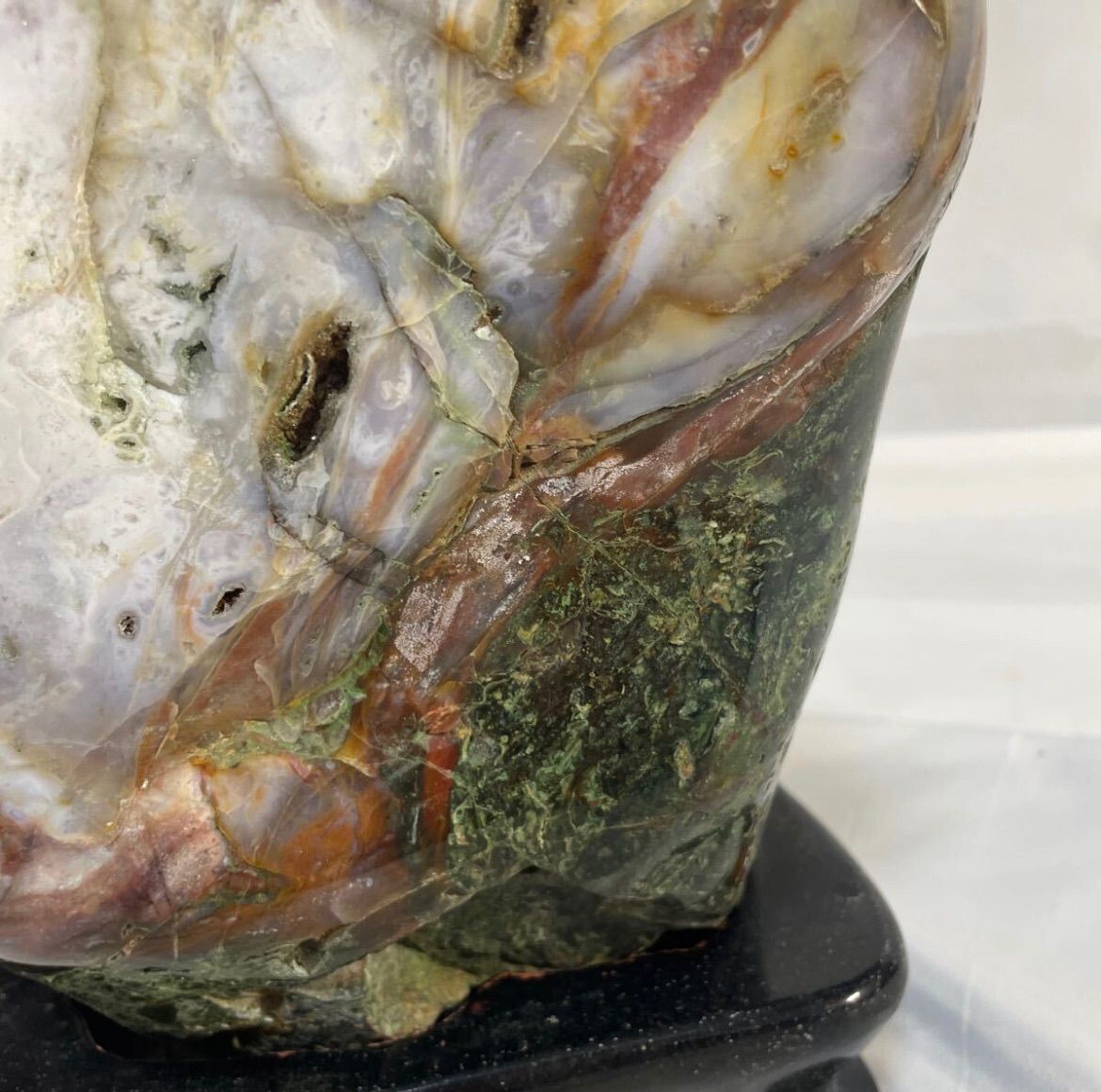 瑪瑙 メノウ 鑑賞石 天然石 自然石 原石 置物 台座付 総重量約10.5kg
