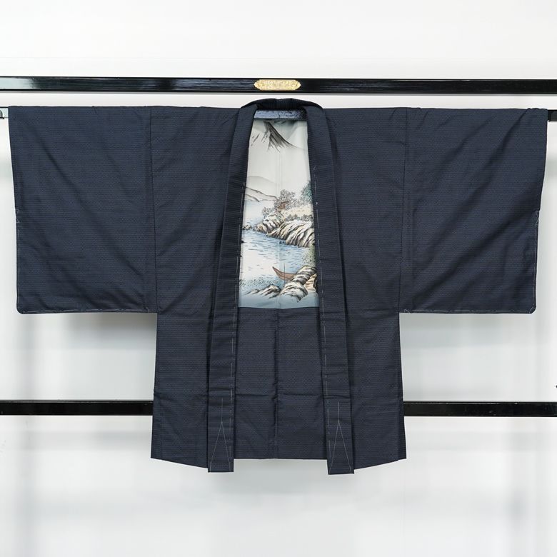 【大島紬】　正絹　未使用　仕付け糸つき ZF-1267 縞大島 大島紬 正絹 しつけ糸 未使用 未着用 トールサイズ