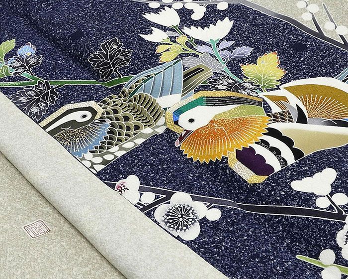 訪問着 正絹 人間国宝 羽田登喜男作 TOKIOetTOKI おしどり 訪問着 美品