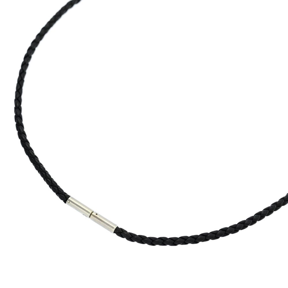 Georg Jensen ジョージジェンセン 編み込み レザーチョーカー|ネックレス ペンダント|Sv925-4.7g|シルバー×ブラック B メンズ レディース 555442
