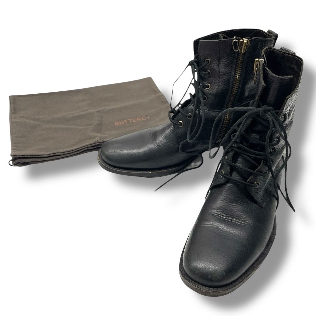 BUTTERO　レースアップ　ブーツ　黒色　39 BUTTERO レースアップ ブーツ 黒色 39