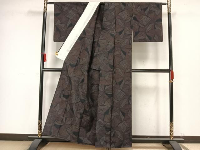 平和屋着物▽上質な紬　単衣　幾何学文様　正絹　逸品　AAAW7627fy 平和屋着物▽上質な紬 単衣 幾何学文様 正絹 逸品 AAAW7627fy