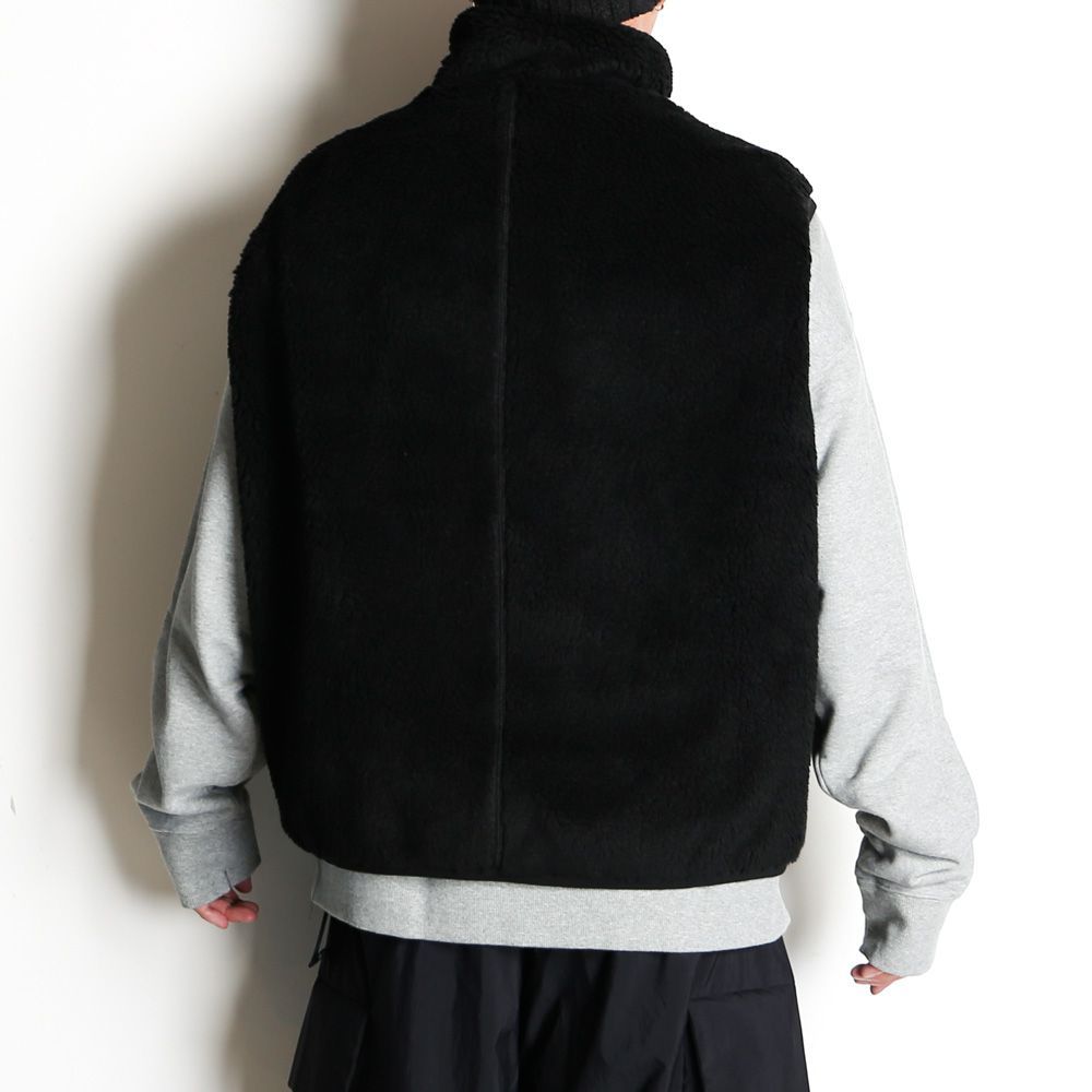 【Maison MIHARA YASUHIRO/メゾン ミハラヤスヒロ】Wide Back Boa Vest - BLACK / ボアベスト / A13VT592【送料無料】