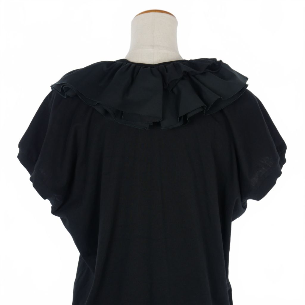 ✨美品✨DRIES VAN NOTEN/フリルフレンチスリーブカットソー黒M DRIES VAN NOTEN／フリルフレンチスリーブカットソー黒ブラック