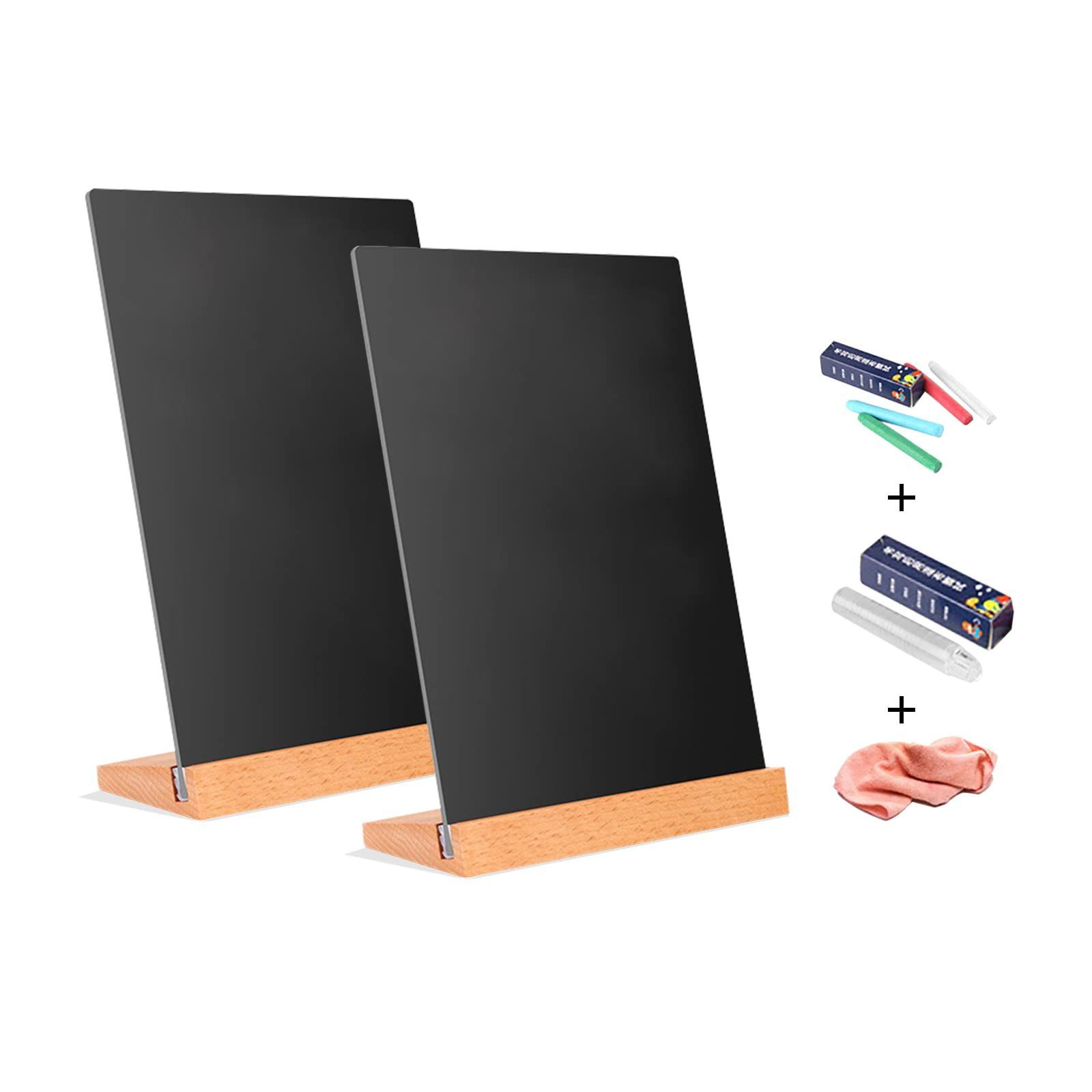 A4X2 ブラックボード メニュースタンド 木製台座付きのアクリル黒板、A4/A5/A6、70 傾斜角度が見便利な食卓メニュー棚、両面卓上アクリルメッセージプレート パーティー、レストラン、結婚式