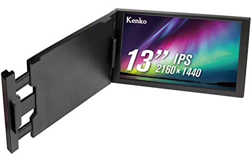 Kenko モバイルモニター KZ-13MT 13インチ 2160×1440 IPSパネル 光沢タイプ ミニHDMI|USB Type-C入力 ノートPC取り付け 005484 ブラック