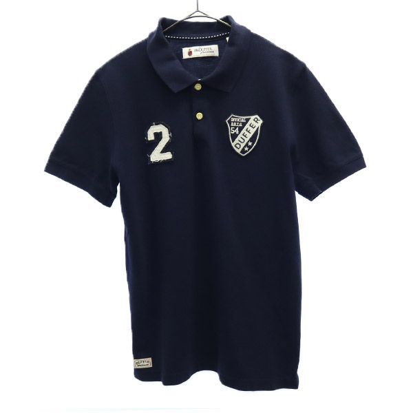 ザダファーオブセントジョージ ワッペン 半袖 ポロシャツ S ネイビー The DUFFER of St.GEORGE 鹿の子地 ロゴ メンズ 【中古】  【230805】