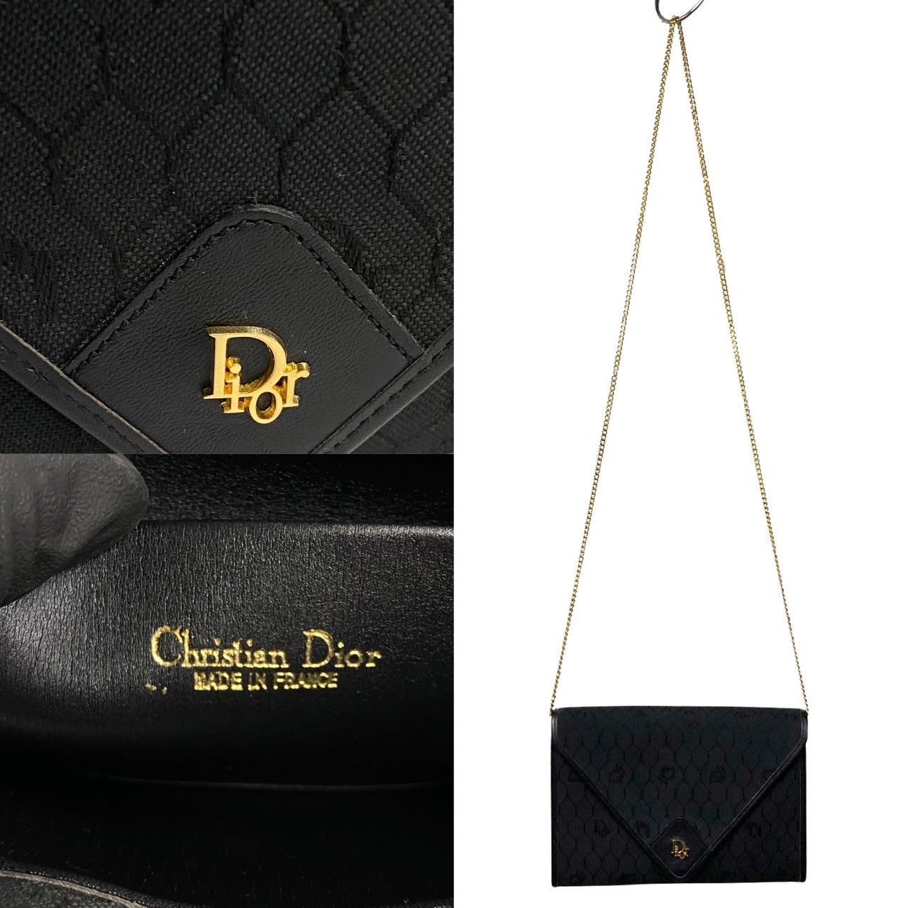 極 美品 Christian Dior ディオール ハニカム柄 ロゴ 金具