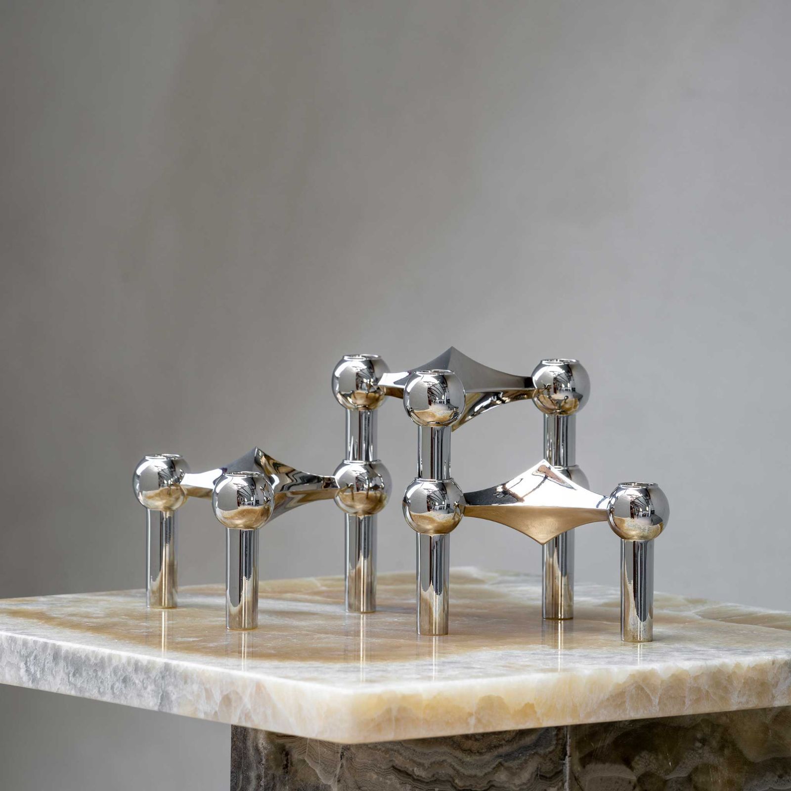 未使用 ストッフ ナゲル キャンドルホルダー クローム 3個 正規品 オリジナル Stoff Nagel ストッフ ナゲル キャンドルホルダー クローム 3個セット