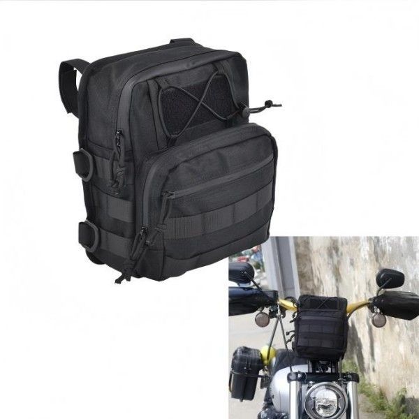 オートバイハンドルバーバッグバックレストTバーバッグハーレーソフトテールダイナスポーツスターFXBBフロントトラベルバッグ