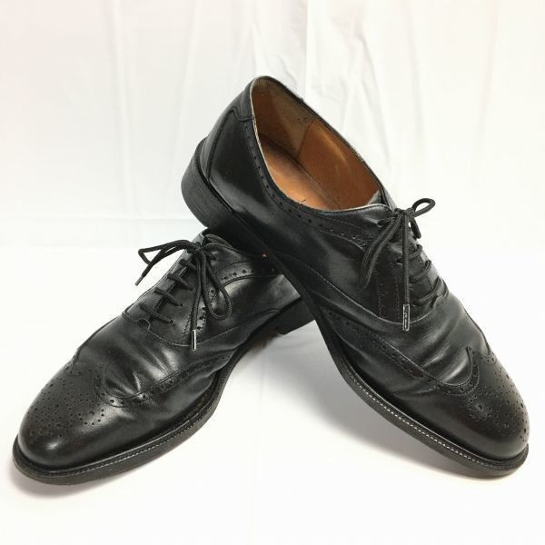 交換OK サルヴァトーレフェラガモ Vintage|イタリア製 6.5EE 24.5-25.0 黒|BLACK ウイングチップ ビジネスシューズ|men s 管NO.ZE-17<sale>