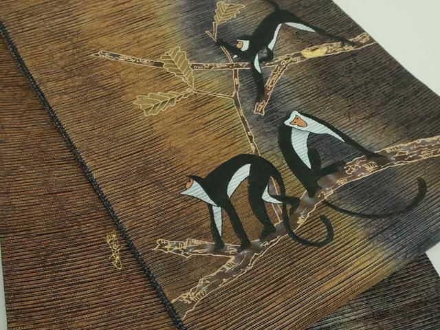 平和屋着物□極上 伝統工芸作家 佐藤暢芳 太鼓柄袋帯 螺鈿箔 ノドジロ